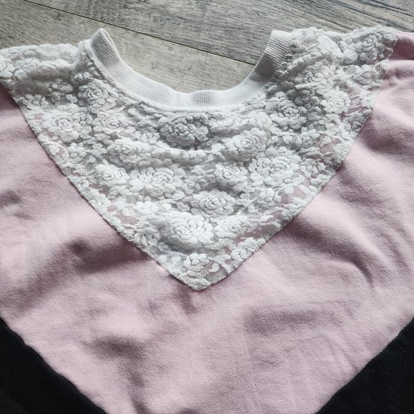 Torrid Size 2 Black, Pink & White Lace Topped Sweatshirt - Picture 2 of 5